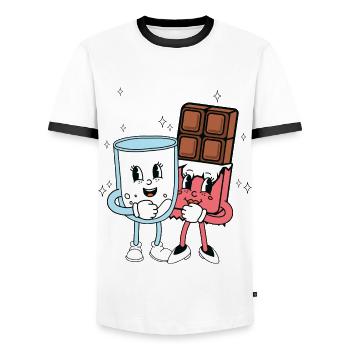 Chocolat et lait les meilleurs amis chocolat - T-shirt contrasté Homme - blanc/noir - Devant - AI Model Female 172 light (172cm) & AI Model Male 178 dark (178cm)