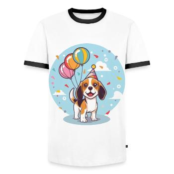 Beagle Hunde Geburtstag Baby - Männer Kontrast-T-Shirt - Weiß/Schwarz - Vorne - AI Model Female 172 light (172cm) & AI Model Male 178 dark (178cm)