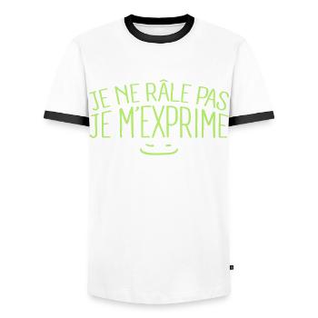 Je ne râle pas je m'exprime - T-shirt contrasté Homme - blanc/noir - Devant - AI Model Female 172 light (172cm) & AI Model Male 178 dark (178cm)