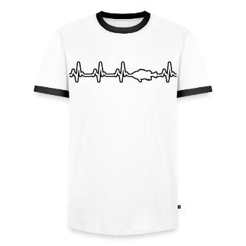 Angler fishing fish heart line - Men's Ringer Shirt - white/black - Front - AI Model Female 172 light (172cm) & AI Model Male 178 dark (178cm)