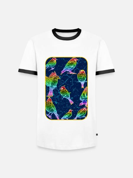 Bunte Vögel - Männer Kontrast-T-Shirt - Weiß/Schwarz