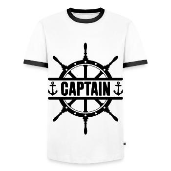Capitaine capitaine - T-shirt contrasté Homme - blanc/noir - Devant - AI Model Female 172 light (172cm) & AI Model Male 178 dark (178cm)