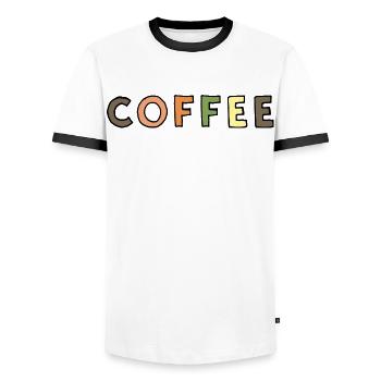 Café - T-shirt contrasté Homme - blanc/noir - Devant - AI Model Female 172 light (172cm) & AI Model Male 178 dark (178cm)