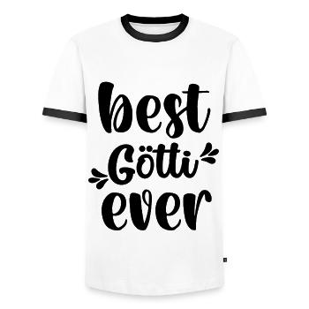 Bester Götti der Welt Patenonkel Schweiz Taufgötti - Männer Kontrast-T-Shirt - Weiß/Schwarz - Vorne - AI Model Female 172 light (172cm) & AI Model Male 178 dark (178cm)