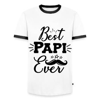 Bester Papi der Welt bester Papa Schweiz - Männer Kontrast-T-Shirt - Weiß/Schwarz - Vorne - AI Model Female 172 light (172cm) & AI Model Male 178 dark (178cm)