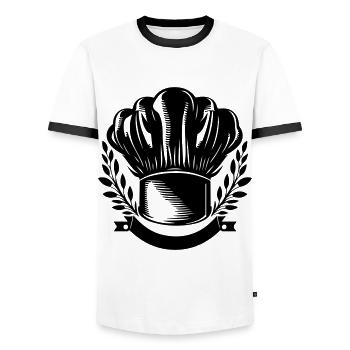 Chapeau de chef Symbole du chef - T-shirt contrasté Homme - blanc/noir - Devant - AI Model Female 172 light (172cm) & AI Model Male 178 dark (178cm)