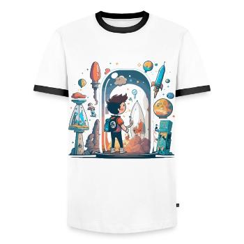 Beauté botanique : merveilles végétales - T-shirt contrasté Homme - blanc/noir - Devant - AI Model Female 172 light (172cm) & AI Model Male 178 dark (178cm)