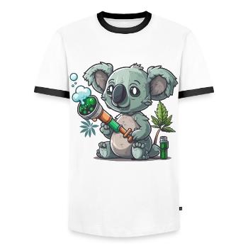 Bong-blasender Koala - Männer Kontrast-T-Shirt - Weiß/Schwarz - Vorne - AI Model Female 172 light (172cm) & AI Model Male 178 dark (178cm)