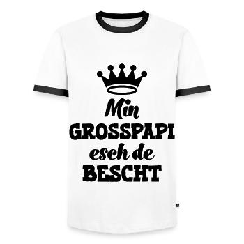 Min Grosspapi esch de bescht Opa Schweiz Grosspapi - Männer Kontrast-T-Shirt - Weiß/Schwarz - Vorne - AI Model Female 172 light (172cm) & AI Model Male 178 dark (178cm)