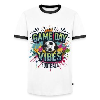 game day vibes football Fussballspieler Turnier - Männer Kontrast-T-Shirt - Weiß/Schwarz - Vorne - AI Model Female 172 light (172cm) & AI Model Male 178 dark (178cm)