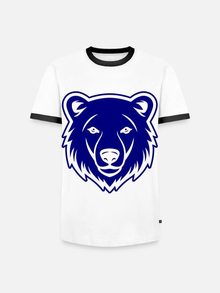 Polar Bear Head Polar Bear - Men's Ringer Shirt - white/black