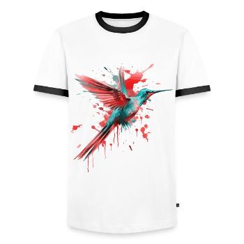 Kolibri Vogel Tier Bunt Kunst Aquarell Splash - Männer Kontrast-T-Shirt - Weiß/Schwarz - Vorne - AI Model Female 172 light (172cm) & AI Model Male 178 dark (178cm)