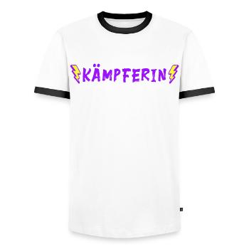 Kämpferin - Glücksbringer - positive Vibes - Männer Kontrast-T-Shirt - Weiß/Schwarz - Vorne - AI Model Female 172 light (172cm) & AI Model Male 178 dark (178cm)