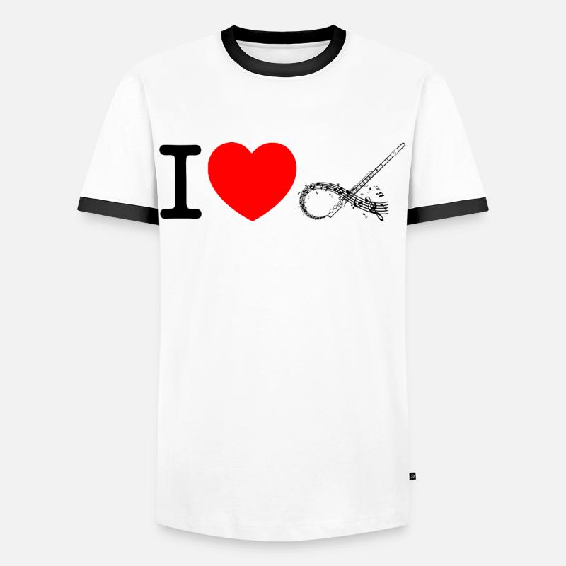 Ich liebe Querflöte - Männer Kontrast-T-Shirt - Weiß/Schwarz