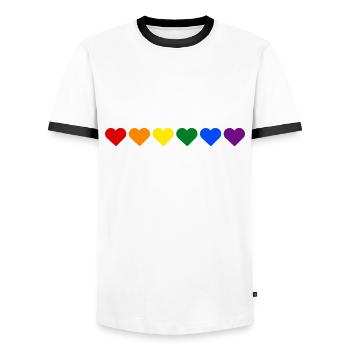 Regenbogen, LGBT, Rainbow, Gay Pride, Love Wins - Männer Kontrast-T-Shirt - Weiß/Schwarz - Vorne - AI Model Female 172 light (172cm) & AI Model Male 178 dark (178cm)