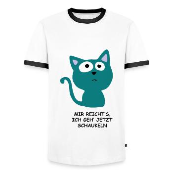 Süße Katze - Mir reichts, ich geh jetzt schaukeln - Männer Kontrast-T-Shirt - Weiß/Schwarz - Vorne - AI Model Female 172 light (172cm) & AI Model Male 178 dark (178cm)