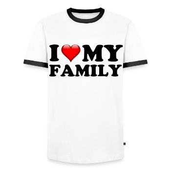 J'ADORE MA FAMILLE - T-shirt contrasté Homme - blanc/noir - Devant - AI Model Female 172 light (172cm) & AI Model Male 178 dark (178cm)