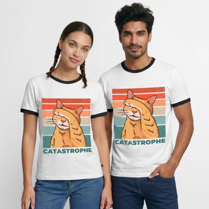 Catastrophe de chat Catastrophe Dicton drôle T-shirt contrasté Homme
