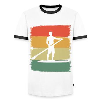 Stand Up Paddle Cadeau Stand Up Paddler SUP Board - T-shirt contrasté Homme - blanc/noir - Devant - AI Model Female 172 light (172cm) & AI Model Male 178 dark (178cm)