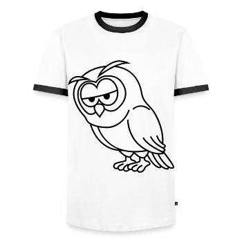 Bande dessinée Owl - T-shirt contrasté Homme - blanc/noir - Devant - AI Model Female 172 light (172cm) & AI Model Male 178 dark (178cm)