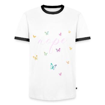 Nope - Einfach mal Nein sagen! - Männer Kontrast-T-Shirt - Weiß/Schwarz - Vorne - AI Model Female 172 light (172cm) & AI Model Male 178 dark (178cm)