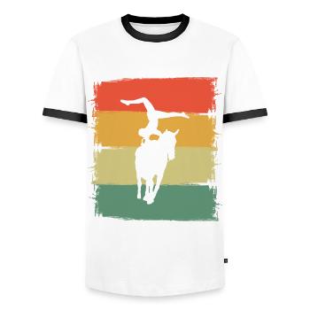 Acrobate Riding Rider Vaulter Acrobat - T-shirt contrasté Homme - blanc/noir - Devant - AI Model Female 172 light (172cm) & AI Model Male 178 dark (178cm)