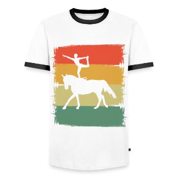 Acrobate Riding Rider Vaulter Acrobat - T-shirt contrasté Homme - blanc/noir - Devant - AI Model Female 172 light (172cm) & AI Model Male 178 dark (178cm)