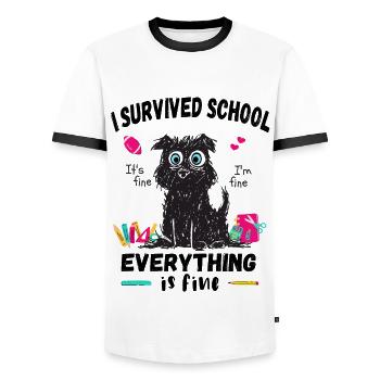 Last day of school, I survived School - Men's Ringer Shirt - white/black - Front - AI Model Female 172 light (172cm) & AI Model Male 178 dark (178cm)