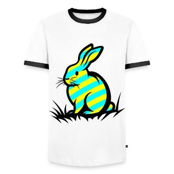 Lapin symbole de Pâques - T-shirt contrasté Homme - blanc/noir - Devant - AI Model Female 172 light (172cm) & AI Model Male 178 dark (178cm)