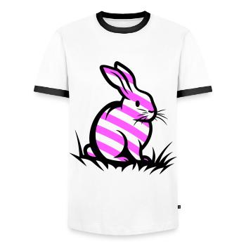 Lapin de Pâques Pâques - T-shirt contrasté Homme - blanc/noir - Devant - AI Model Female 172 light (172cm) & AI Model Male 178 dark (178cm)