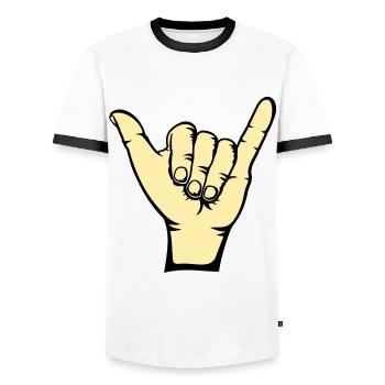 Surfer Icon Hand - T-shirt contrasté Homme - blanc/noir - Devant - AI Model Female 172 light (172cm) & AI Model Male 178 dark (178cm)