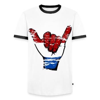 Drapeau de la Hollande Symbole de surf utilisé - T-shirt contrasté Homme - blanc/noir - Devant - AI Model Female 172 light (172cm) & AI Model Male 178 dark (178cm)