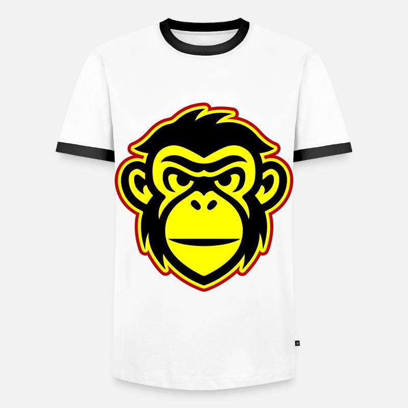 Monkey Head - Men's Ringer Shirt - white/black