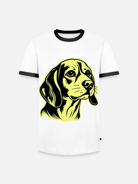 Beagle Dog Head - Men's Ringer Shirt - white/black