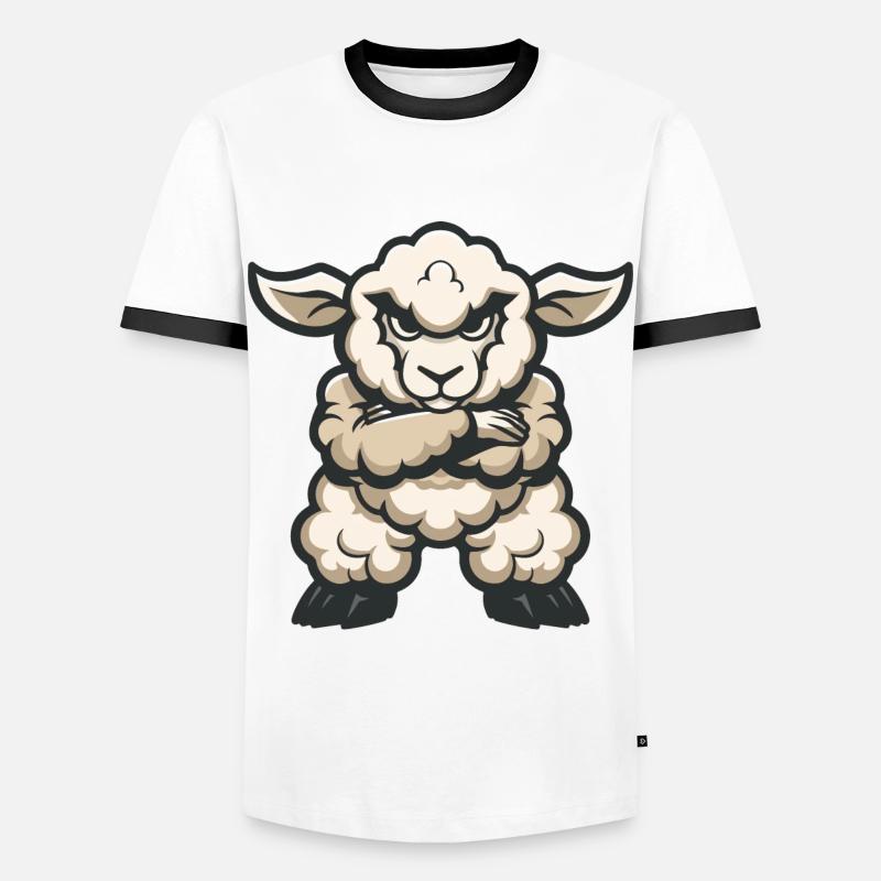 Schaf Comic - Männer Kontrast-T-Shirt - Weiß/Schwarz