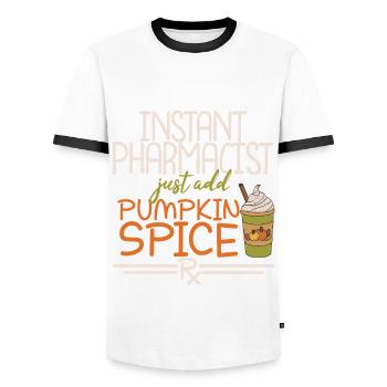 Apothecary Thanksgiving Pumpkin Spice - Men's Ringer Shirt - white/black - Front - AI Model Female 172 light (172cm) & AI Model Male 178 dark (178cm)