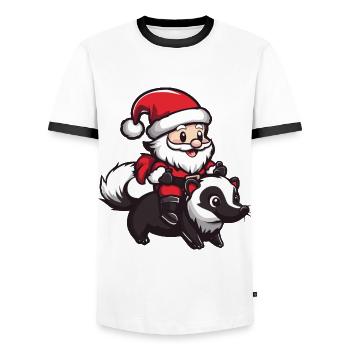 Skunk Santa Claus - Men's Ringer Shirt - white/black - Front - AI Model Female 172 light (172cm) & AI Model Male 178 dark (178cm)
