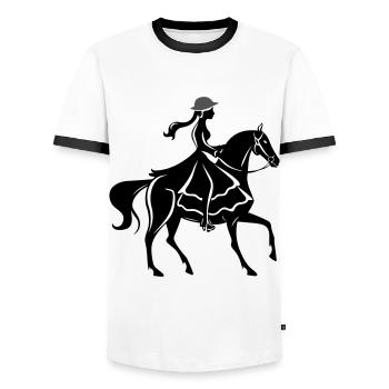 Girl Horse Riding - Men's Ringer Shirt - white/black - Front - AI Model Female 172 light (172cm) & AI Model Male 178 dark (178cm)