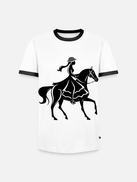 Mädchen Pferd Reiten - Männer Kontrast-T-Shirt - Weiß/Schwarz