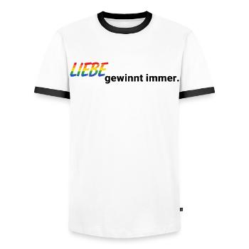 Pride Liebe gewinnt immer für LGBTQ Fans - Männer Kontrast-T-Shirt - Weiß/Schwarz - Vorne - AI Model Female 172 light (172cm) & AI Model Male 178 dark (178cm)