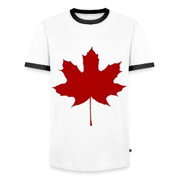 maple leaf - Men's Ringer Shirt - white/black - Front - AI Model Female 172 light (172cm) & AI Model Male 178 dark (178cm)