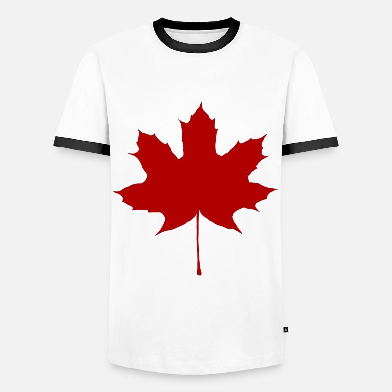 maple leaf - Men's Ringer Shirt - white/black