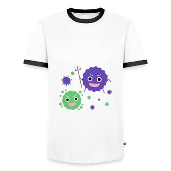 les bactéries - T-shirt contrasté Homme - blanc/noir - Devant - AI Model Female 172 light (172cm) & AI Model Male 178 dark (178cm)