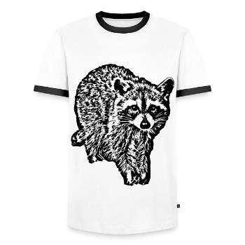 RACCOON - 1B - Men's Ringer Shirt - white/black - Front - AI Model Female 172 light (172cm) & AI Model Male 178 dark (178cm)