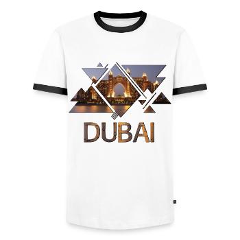Dubai United Arab Emirates The Palm - Men's Ringer Shirt - white/black - Front - AI Model Female 172 light (172cm) & AI Model Male 178 dark (178cm)