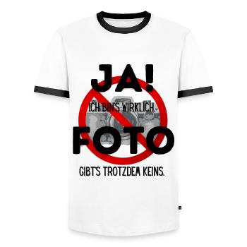 Ich habe heute leider kein Foto für Dich! - Männer Kontrast-T-Shirt - Weiß/Schwarz - Vorne - AI Model Female 172 light (172cm) & AI Model Male 178 dark (178cm)