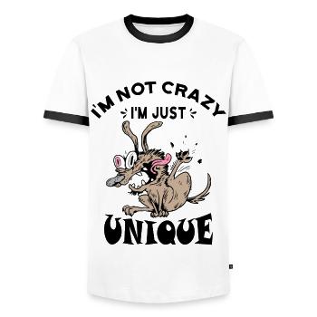 Je ne suis pas fou, je suis juste unique - T-shirt contrasté Homme - blanc/noir - Devant - AI Model Female 172 light (172cm) & AI Model Male 178 dark (178cm)
