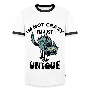 Je ne suis pas fou, je suis juste unique - T-shirt contrasté Homme - blanc/noir - Devant - AI Model Female 172 light (172cm) & AI Model Male 178 dark (178cm)