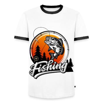 Fishing Angler Fisherman Fish Fishing Gift - Men's Ringer Shirt - white/black - Front - AI Model Female 172 light (172cm) & AI Model Male 178 dark (178cm)