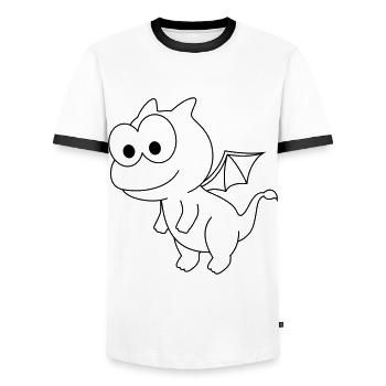 Drache Comic Tier - Männer Kontrast-T-Shirt - Weiß/Schwarz - Vorne - AI Model Female 172 light (172cm) & AI Model Male 178 dark (178cm)